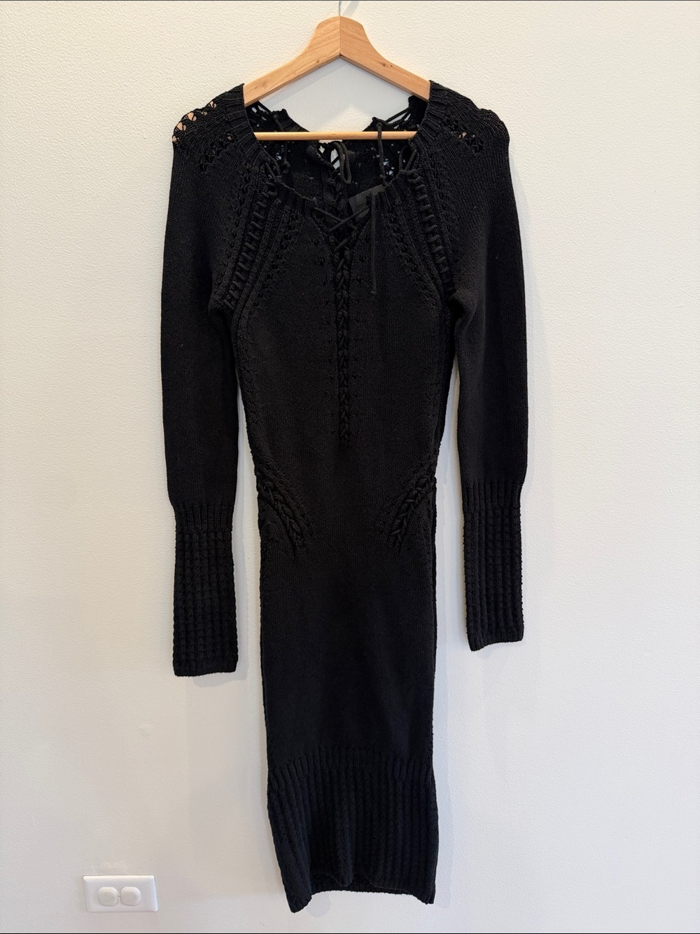 Rare CUSHNIE ET OCHS As Seen On Kim Kardashian Black Lace Up Cutout Knit Dress - Picture 6 of 8